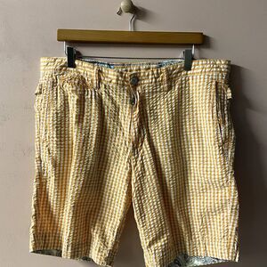 Robert Graham Men's Yellow/Orange & Cream Gingham Plaid Shorts Size 38 EUC